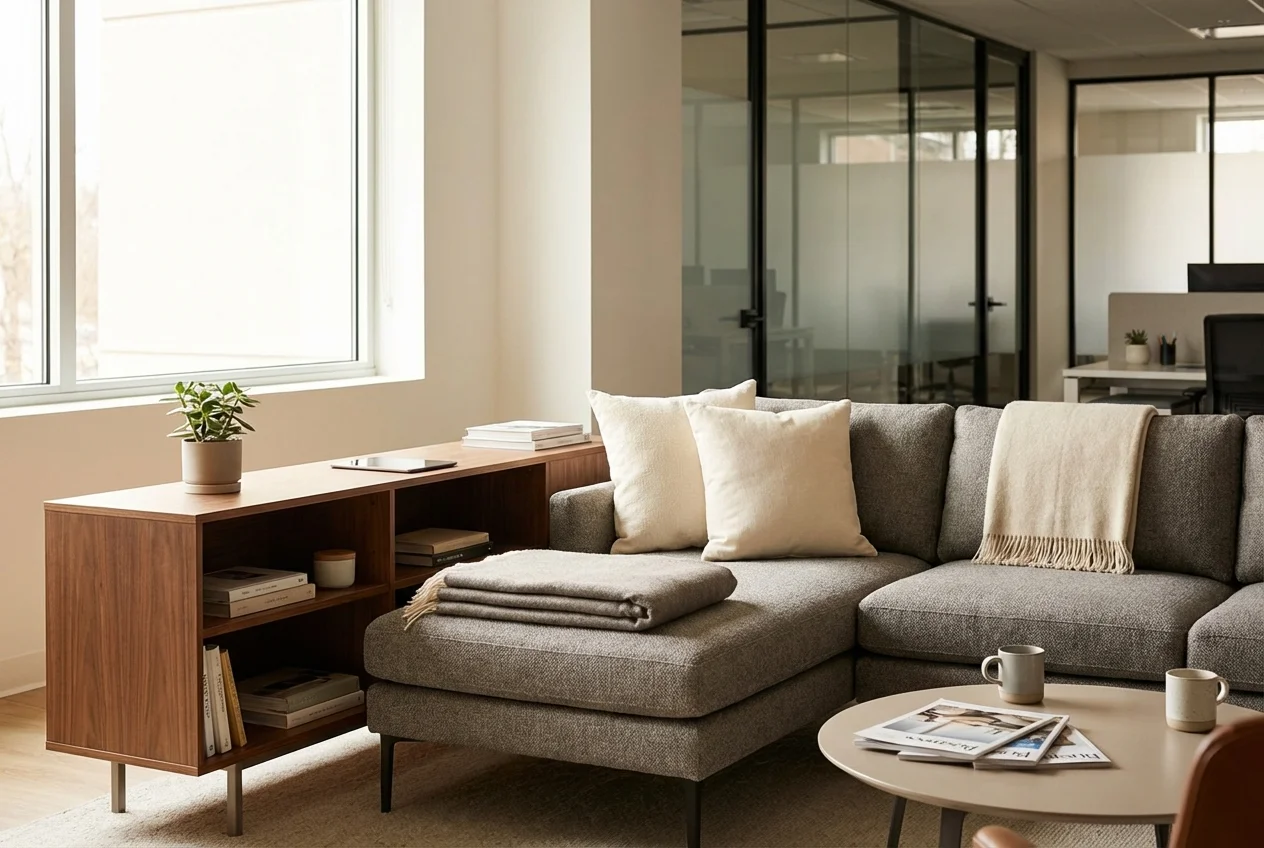 Un Soggiorno Accogliente e Funzionale — illustrazione